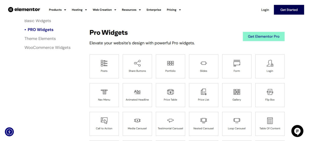 Elementor Pro widgets