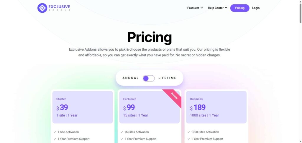 Price-for-Elementor-Addons-Exclusive-Addons