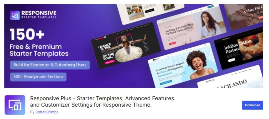 Responsive Plus-–Starter Templates plugin