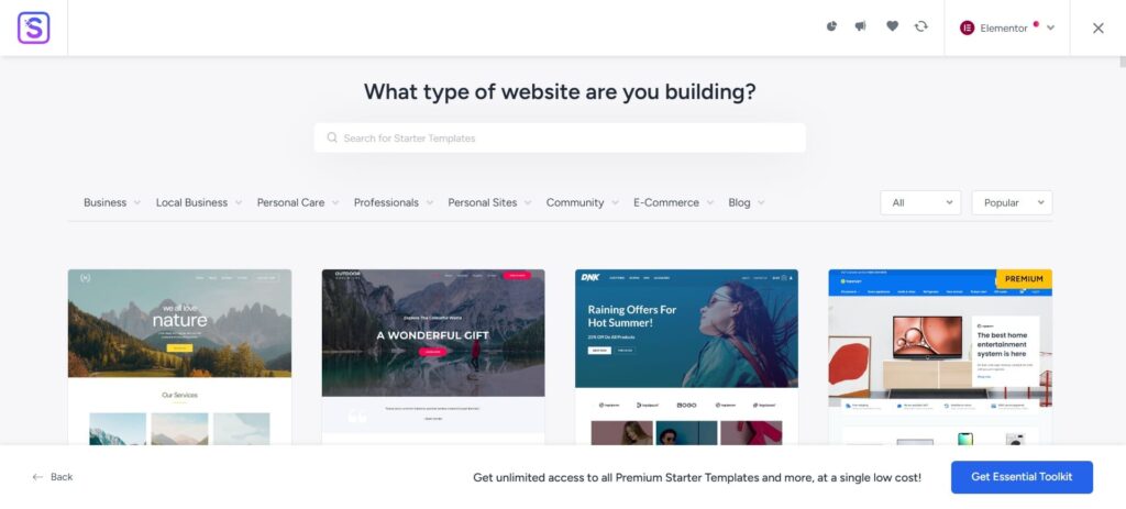 Astra starter templates library