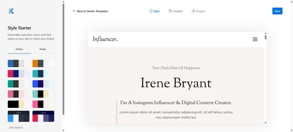Kadence templates customization screen