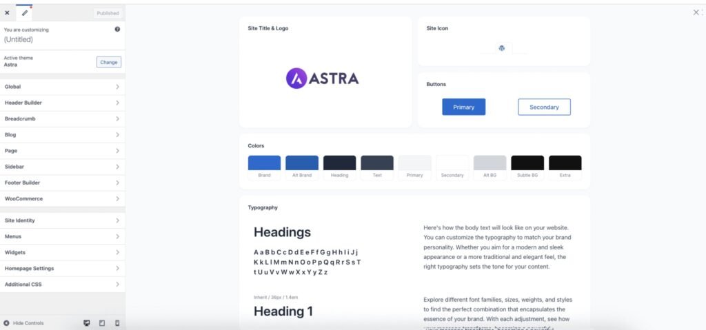 Astra Theme Style Guide Feature