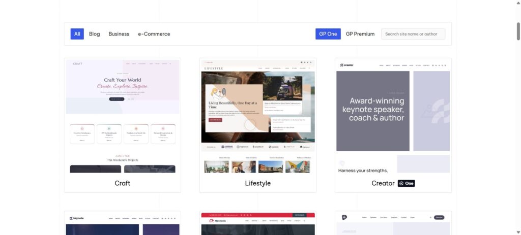 Generatepress starter sites