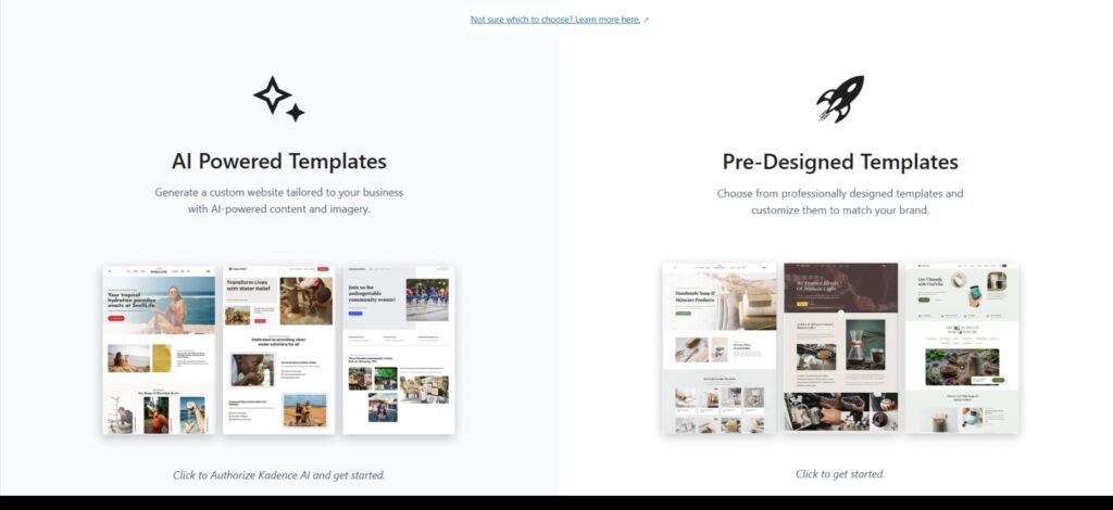 kadence ai vs classic starter templates